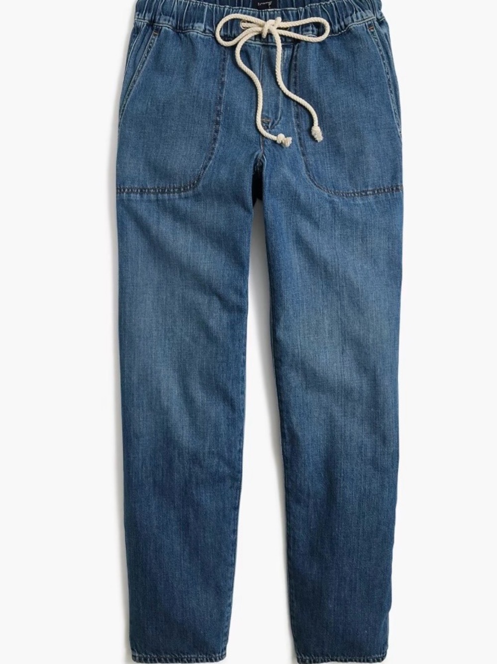 Women’s Drawstring Denim Jeans in Blue